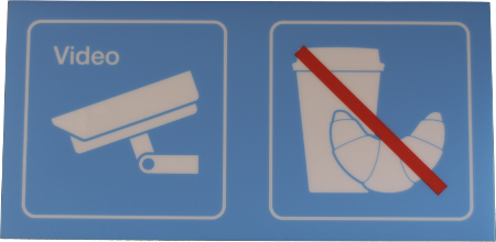 Schilder Schueepp AG Hinweisschild Polycarbonat hellblau rot selbstklebend 3M 9627 15